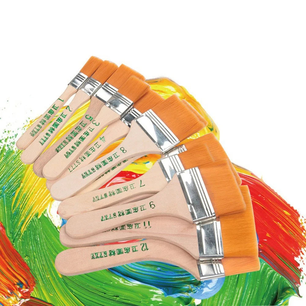 Set di pennelli 12 Pz in nylon di memoria per disegno a olio acrilico strumenti di pittura a pennello in legno ad acquerello forniture artistiche