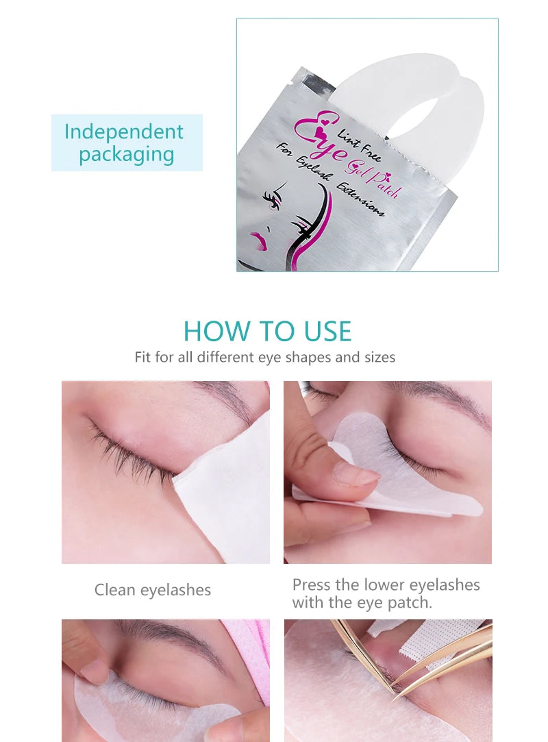 50 paia di estensione delle ciglia in Hydrogel Eye Pad Gel Adesivo