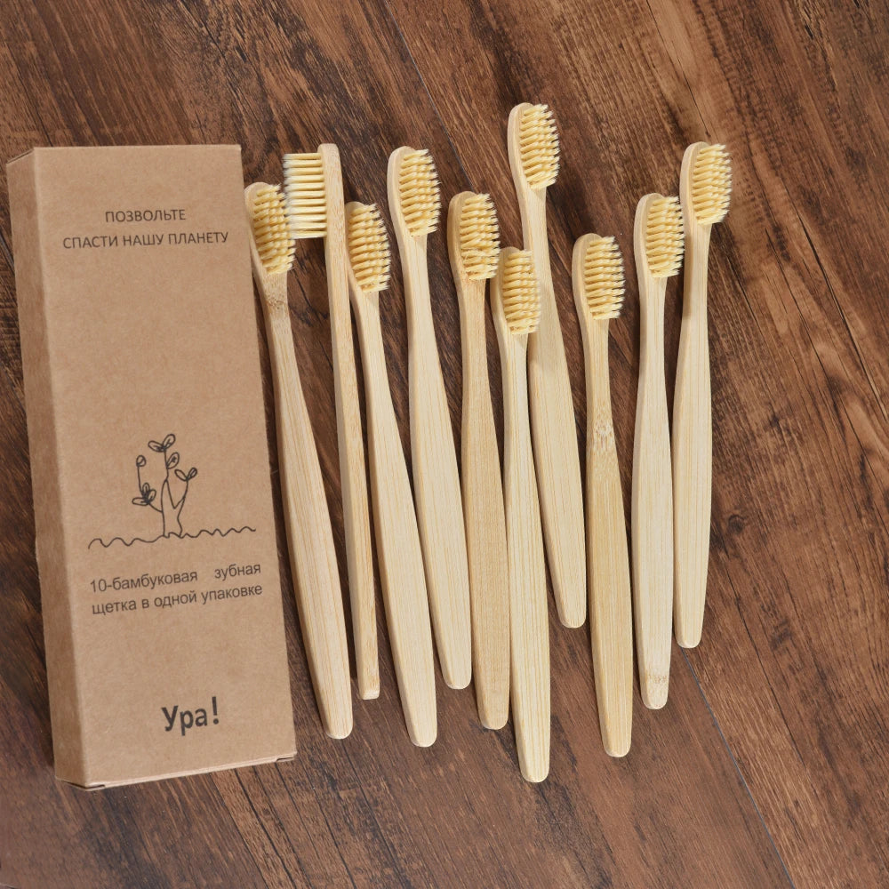 10 pezzi set di spazzolini da denti di bambù naturali setole morbide ecologici cura orale dentale