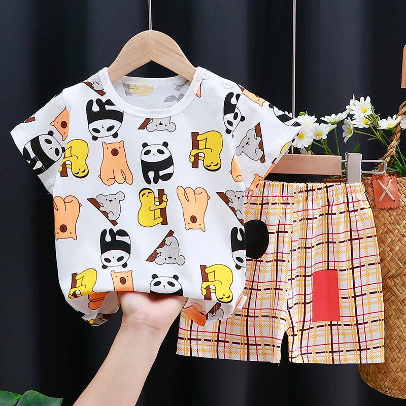 Set di vestiti per bambini T-shirt + pantaloncini morbido Cotone Casual 1-4 anni