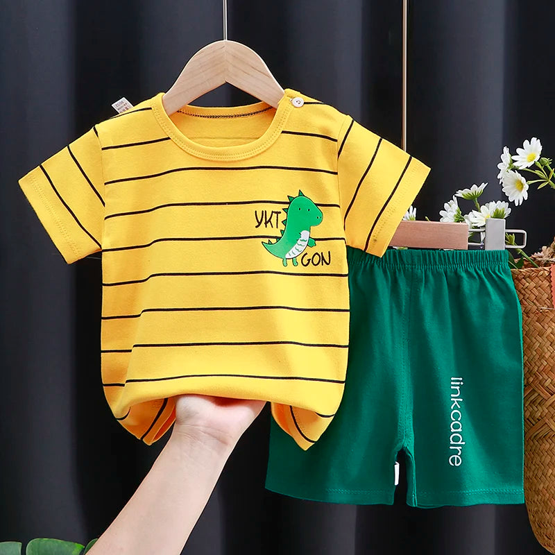 Set di vestiti per bambini T-shirt + pantaloncini morbido Cotone Casual 1-4 anni