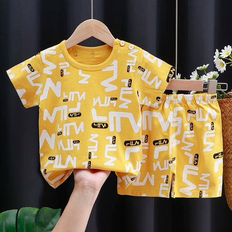 Set di vestiti per bambini T-shirt + pantaloncini morbido Cotone Casual 1-4 anni