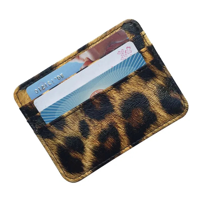 Nuovo portafoglio sottile in pelle con motivo leopardo per donne Portamonete con cerniera piccola