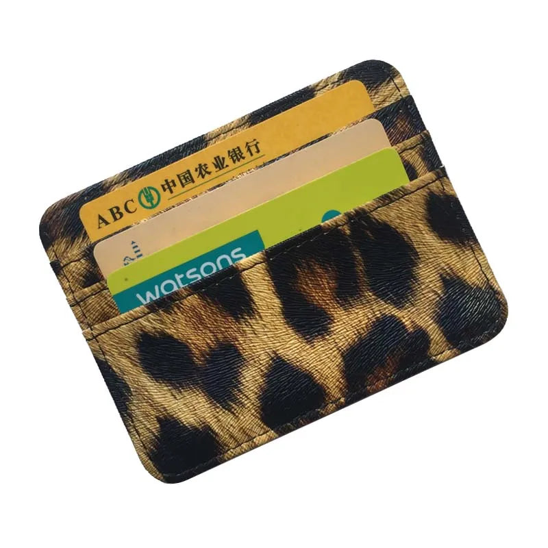 Nuovo portafoglio sottile in pelle con motivo leopardo per donne Portamonete con cerniera piccola