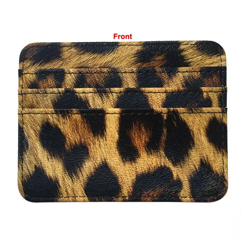 Nuovo portafoglio sottile in pelle con motivo leopardo per donne Portamonete con cerniera piccola