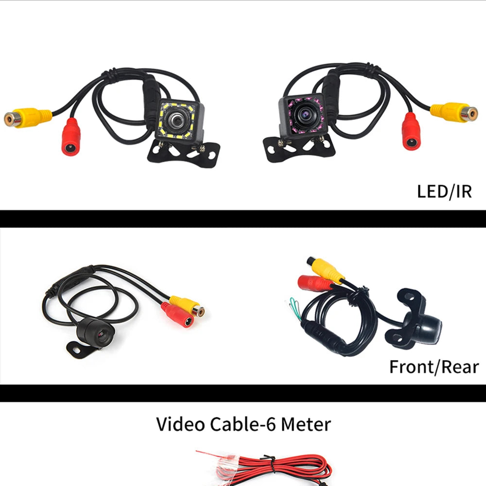 Hippcron Telecamera posteriore per auto 4 LED Visione notturna Reverse Monitor di parcheggio Impermeabile 170 gradi HD Video