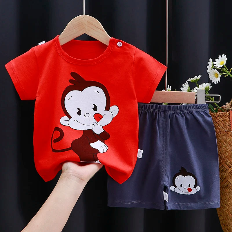 Set di vestiti per bambini T-shirt + pantaloncini morbido Cotone Casual 1-4 anni