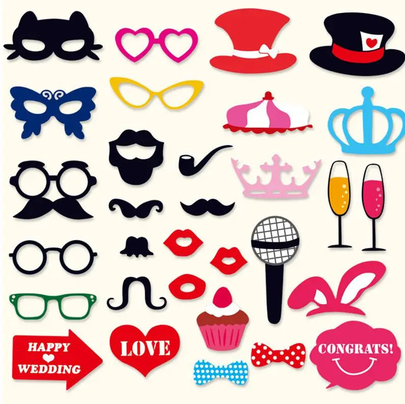 10-58 pezzi Divertimento Decorazione di nozze Photo Booth Props Fai da te Forniture per feste