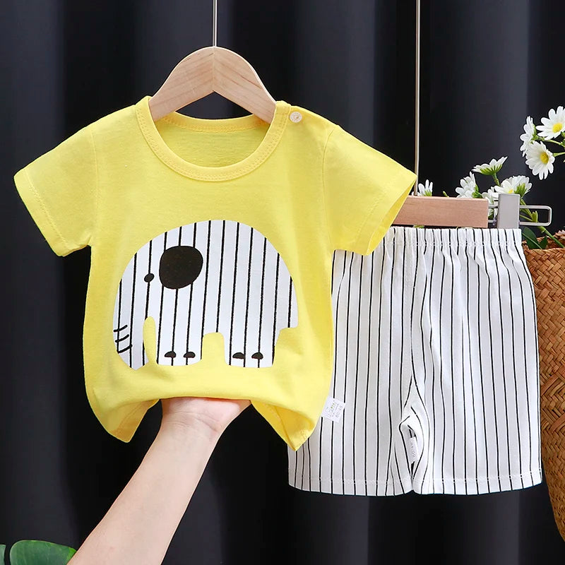 Set di vestiti per bambini T-shirt + pantaloncini morbido Cotone Casual 1-4 anni
