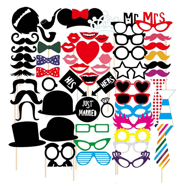 10-58 pezzi Divertimento Decorazione di nozze Photo Booth Props Fai da te Forniture per feste