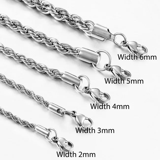 Classic Twisted Rope in acciaio inossidabile Unisex
