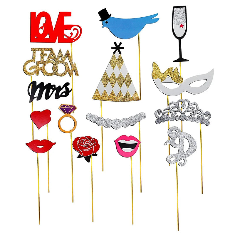 10-58 pezzi Divertimento Decorazione di nozze Photo Booth Props Fai da te Forniture per feste