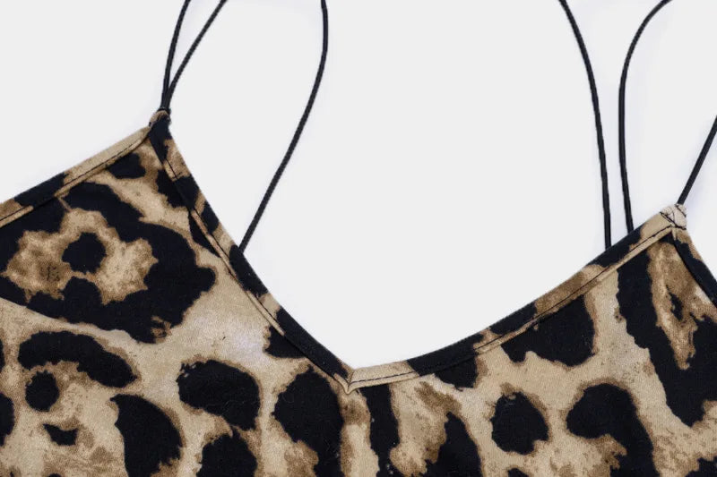 Abito con Stampa leopardata senza maniche scollo a V