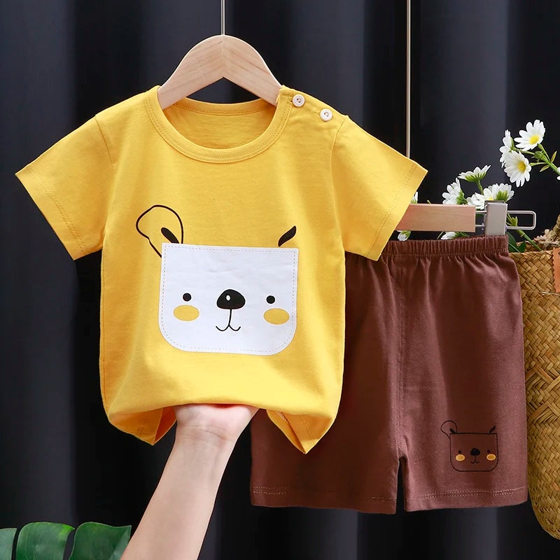 Set di vestiti per bambini T-shirt + pantaloncini morbido Cotone Casual 1-4 anni