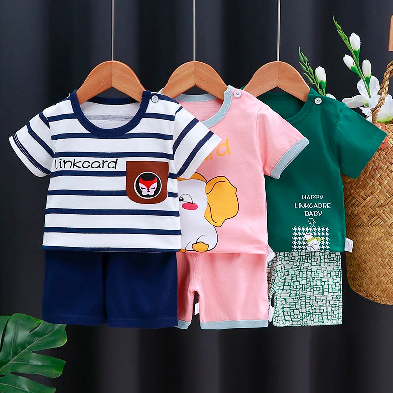 Set di vestiti per bambini T-shirt + pantaloncini morbido Cotone Casual 1-4 anni