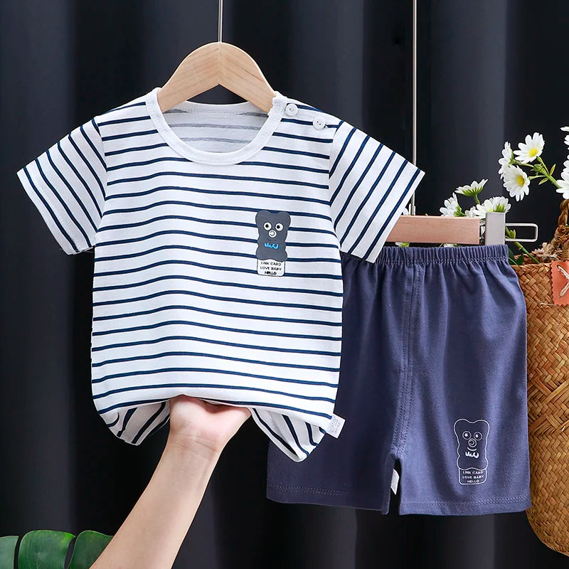 Set di vestiti per bambini T-shirt + pantaloncini morbido Cotone Casual 1-4 anni