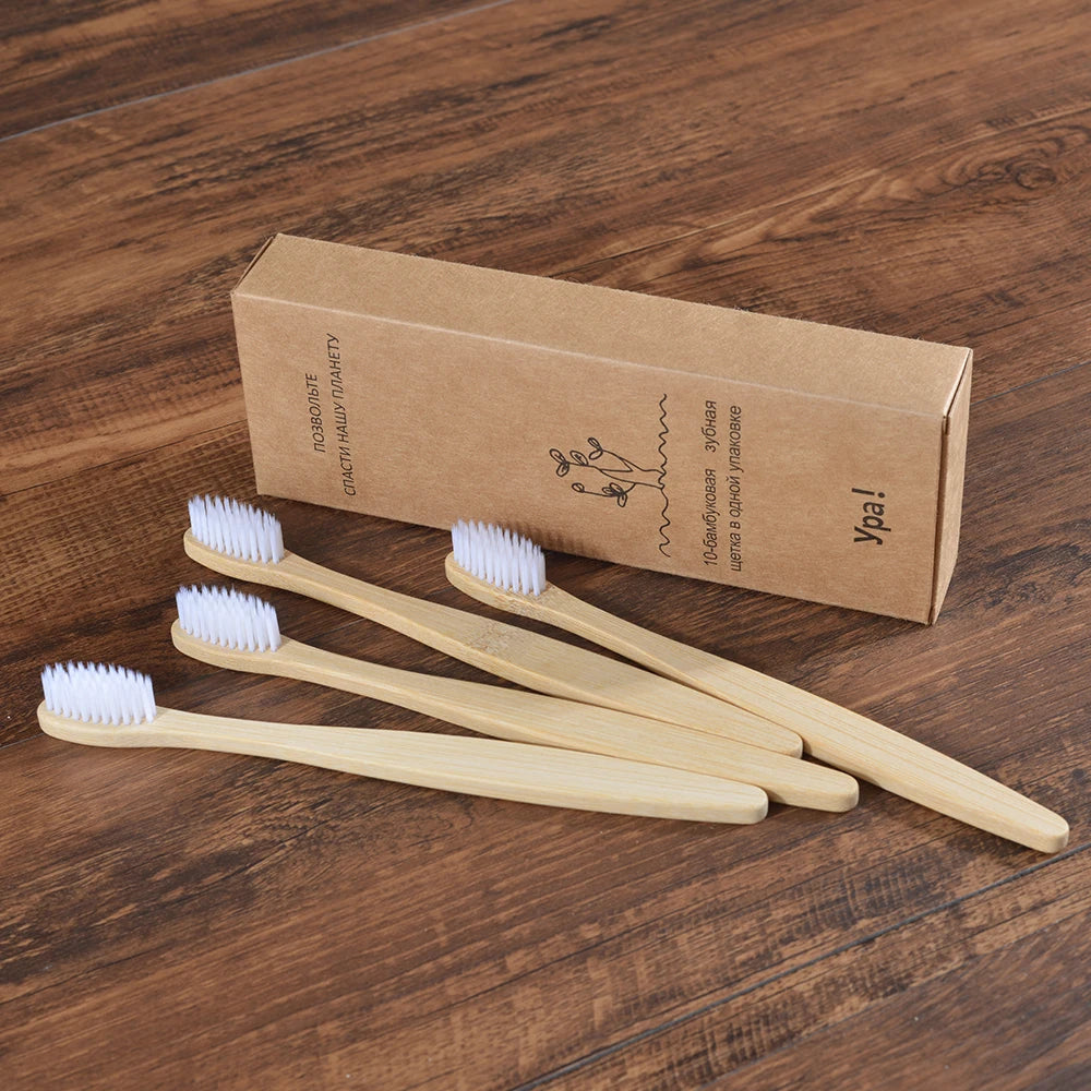 10 pezzi set di spazzolini da denti di bambù naturali setole morbide ecologici cura orale dentale