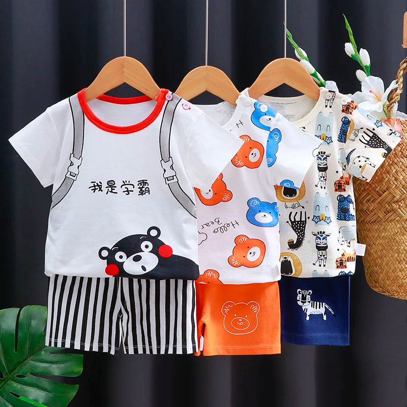 Set di vestiti per bambini T-shirt + pantaloncini morbido Cotone Casual 1-4 anni