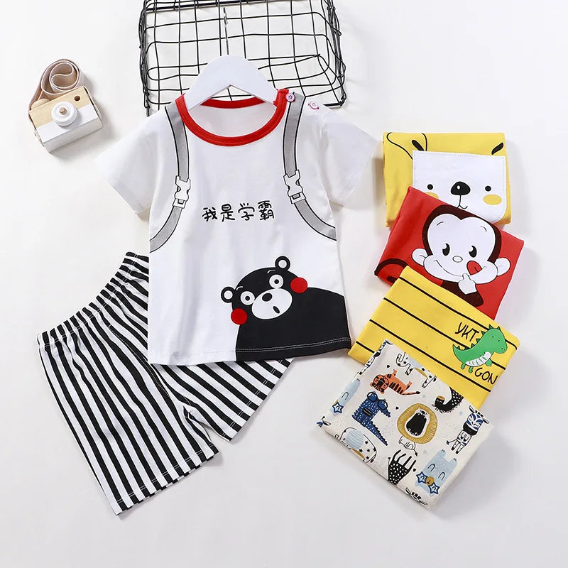 Set di vestiti per bambini T-shirt + pantaloncini morbido Cotone Casual 1-4 anni