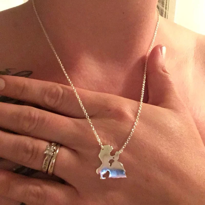 La bella e la bestia Collana per le donne Principe Principessa Ciondolo