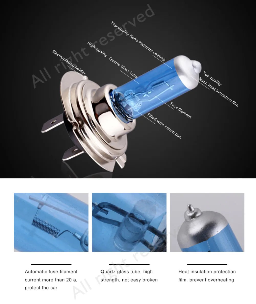 H7 100W 12V 55W Fari per auto ad alta potenza