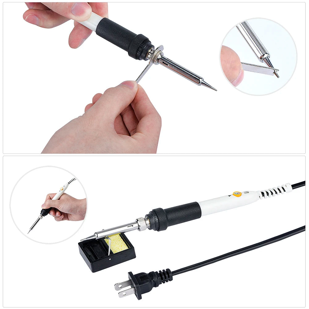 🇺🇸JCD 220V 60W Saldatore elettrico a temperatura regolabile di qualità Kit completo
