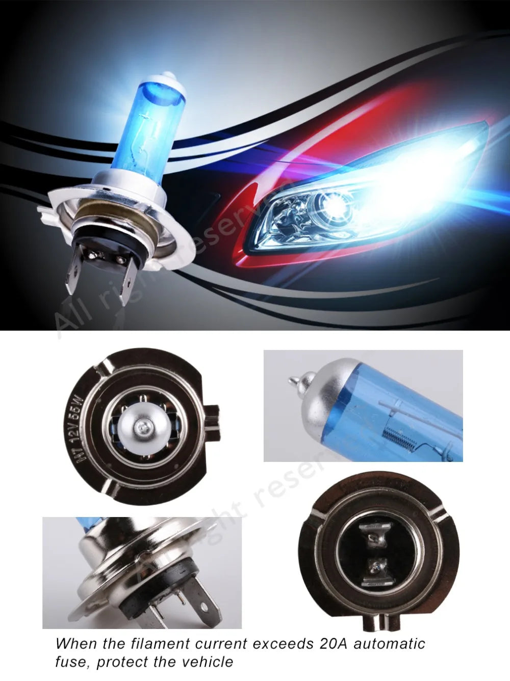 H7 100W 12V 55W Fari per auto ad alta potenza