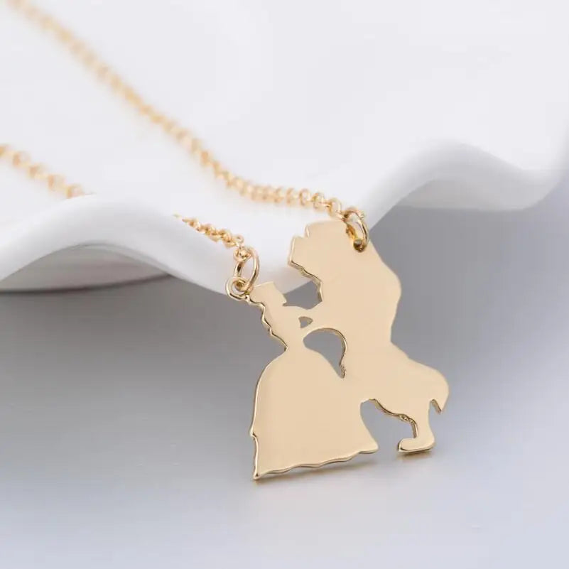 La bella e la bestia Collana per le donne Principe Principessa Ciondolo