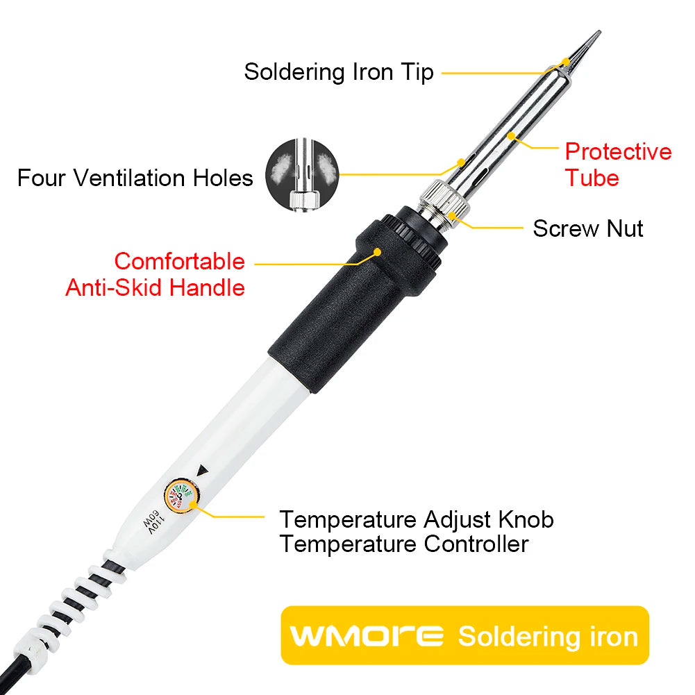 🇺🇸JCD 220V 60W Saldatore elettrico a temperatura regolabile di qualità Kit completo