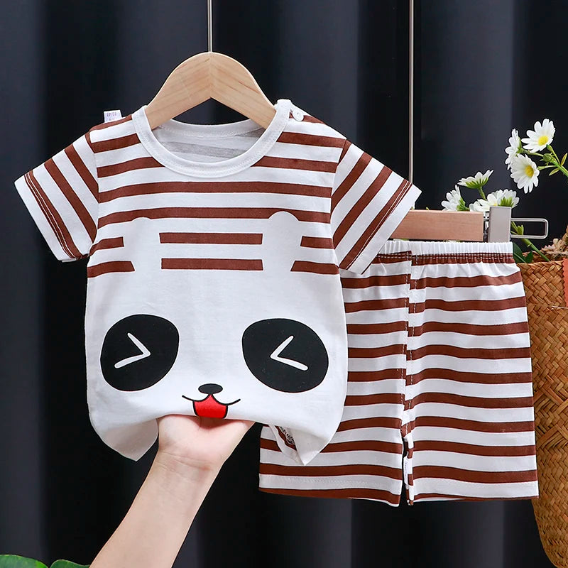 Set di vestiti per bambini T-shirt + pantaloncini morbido Cotone Casual 1-4 anni
