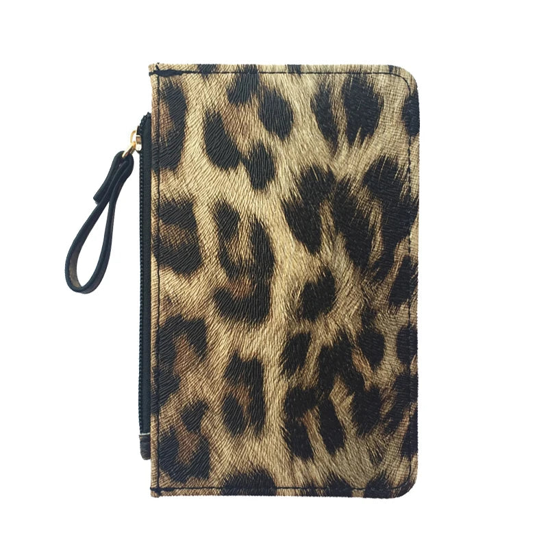 Nuovo portafoglio sottile in pelle con motivo leopardo per donne Portamonete con cerniera piccola