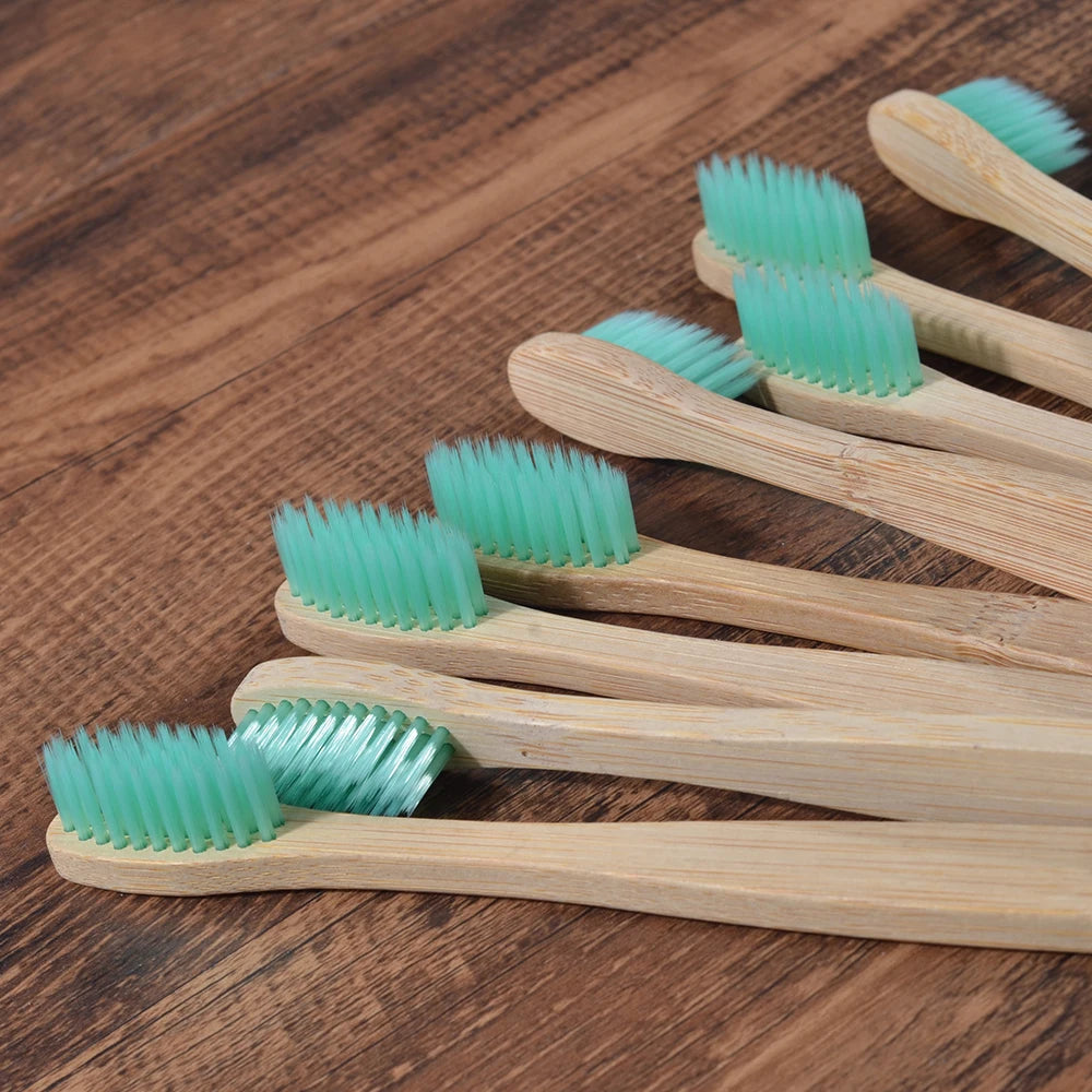 10 pezzi set di spazzolini da denti di bambù naturali setole morbide ecologici cura orale dentale