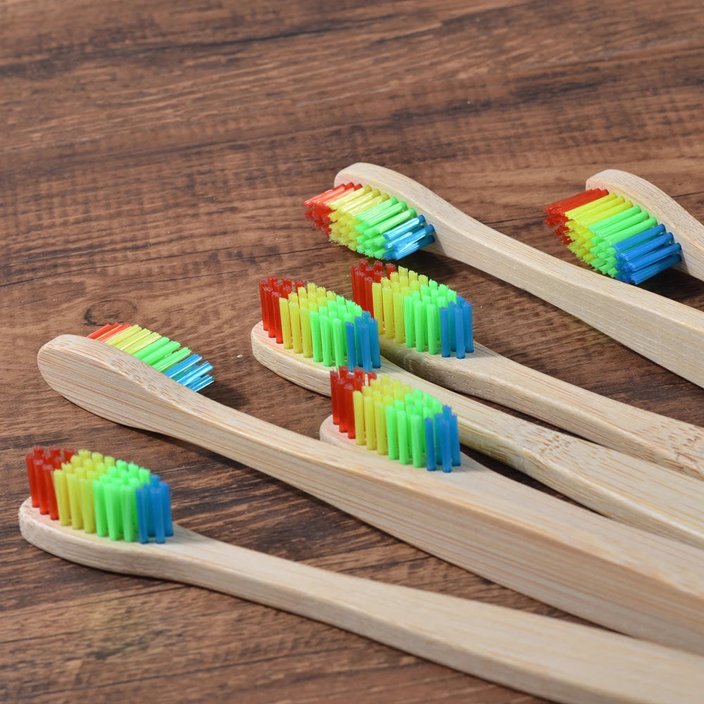 10 pezzi set di spazzolini da denti di bambù naturali setole morbide ecologici cura orale dentale
