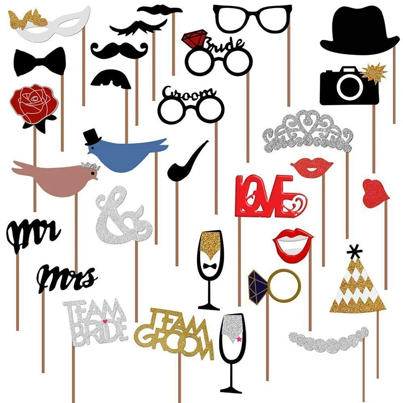10-58 pezzi Divertimento Decorazione di nozze Photo Booth Props Fai da te Forniture per feste