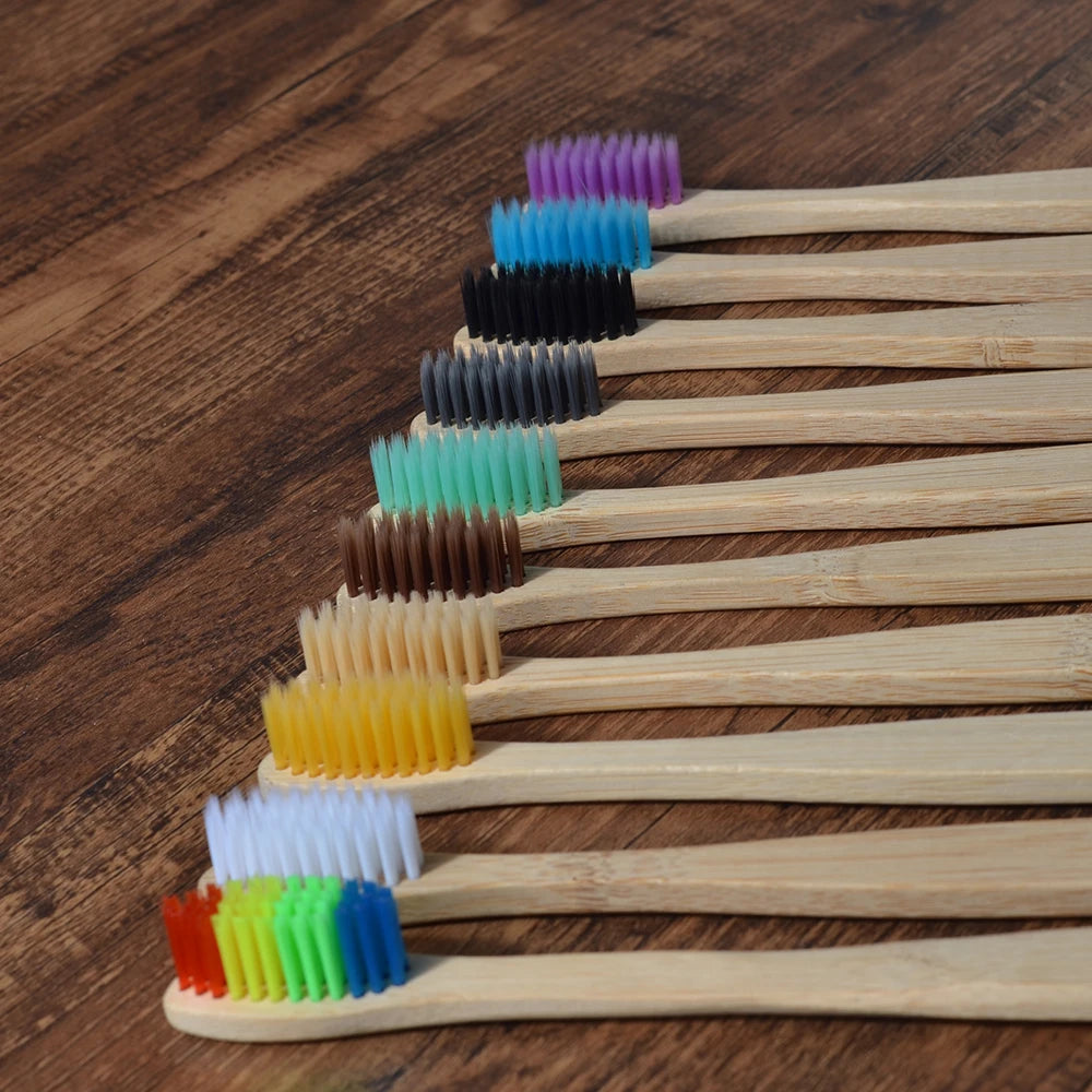 10 pezzi set di spazzolini da denti di bambù naturali setole morbide ecologici cura orale dentale