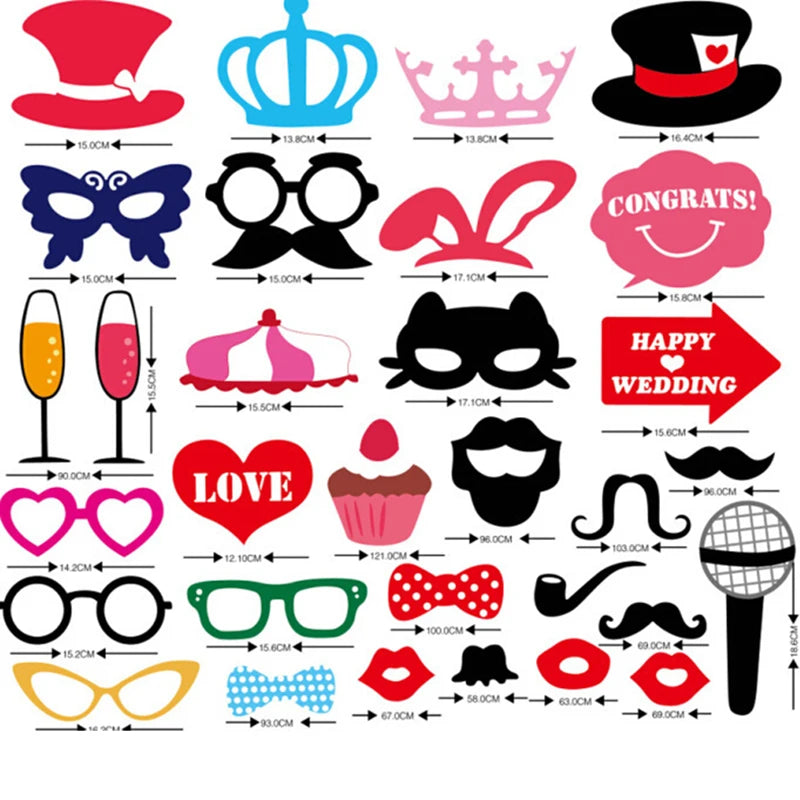 10-58 pezzi Divertimento Decorazione di nozze Photo Booth Props Fai da te Forniture per feste