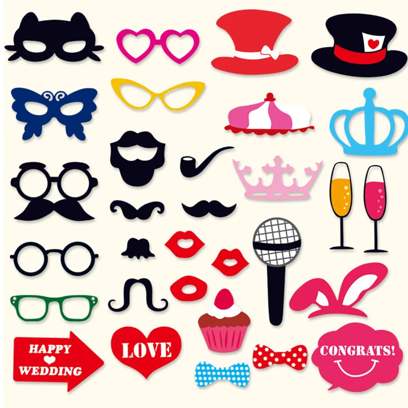 10-58 pezzi Divertimento Decorazione di nozze Photo Booth Props Fai da te Forniture per feste