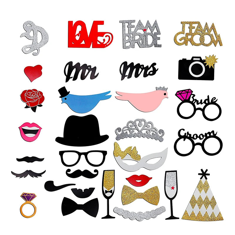 10-58 pezzi Divertimento Decorazione di nozze Photo Booth Props Fai da te Forniture per feste