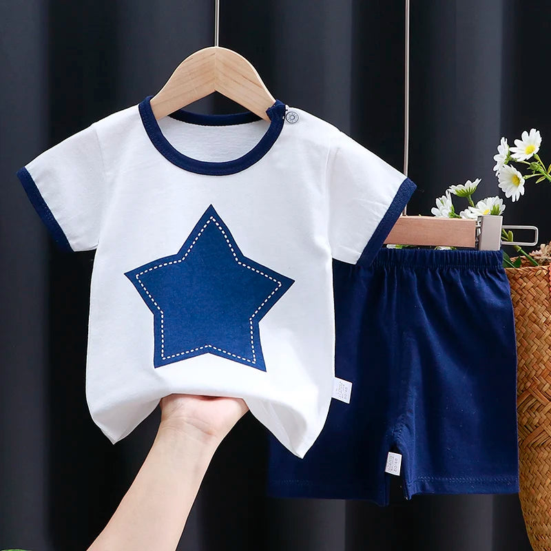Set di vestiti per bambini T-shirt + pantaloncini morbido Cotone Casual 1-4 anni