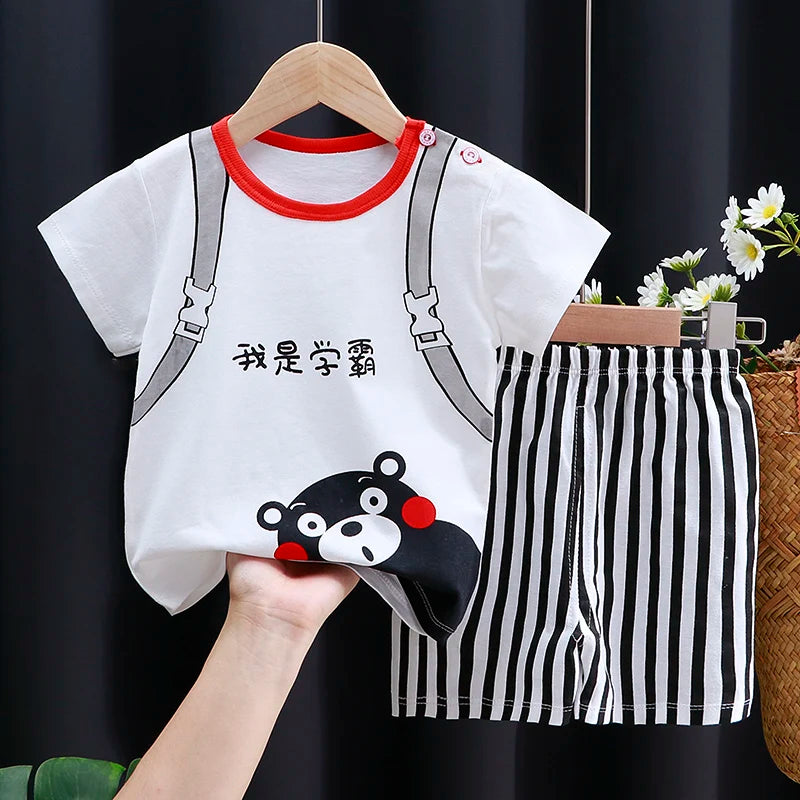 Set di vestiti per bambini T-shirt + pantaloncini morbido Cotone Casual 1-4 anni