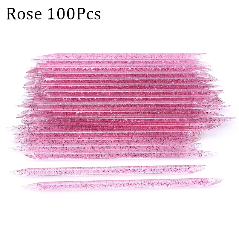 100 pezzi Nail Art Cuticle Pusher Riutilizzabile a doppia estremità Strumento professionale per la rimozione delle cuticole