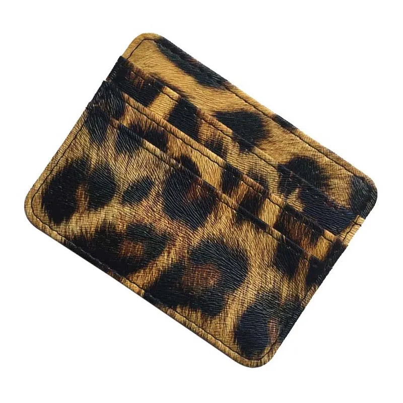 Nuovo portafoglio sottile in pelle con motivo leopardo per donne Portamonete con cerniera piccola