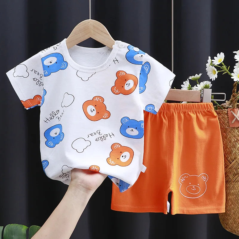 Set di vestiti per bambini T-shirt + pantaloncini morbido Cotone Casual 1-4 anni