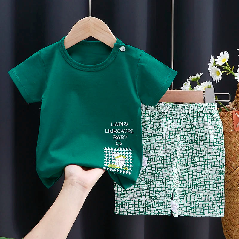 Set di vestiti per bambini T-shirt + pantaloncini morbido Cotone Casual 1-4 anni