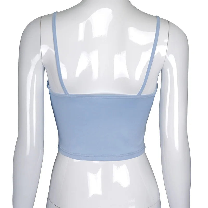 Top in tinta unita di moda da donna plissettata Y2k Crop Top