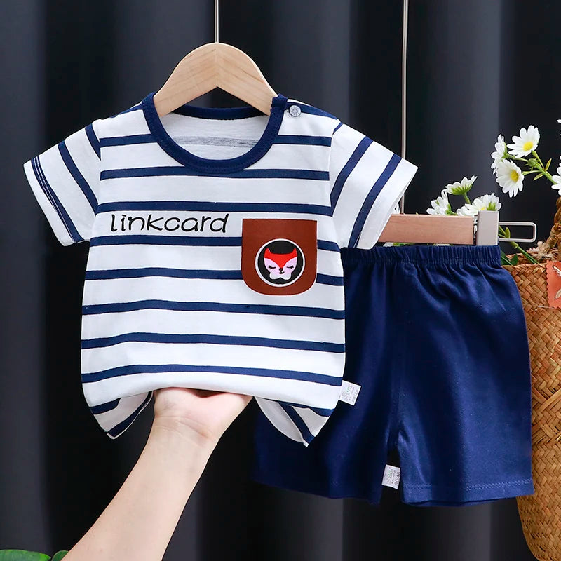 Set di vestiti per bambini T-shirt + pantaloncini morbido Cotone Casual 1-4 anni