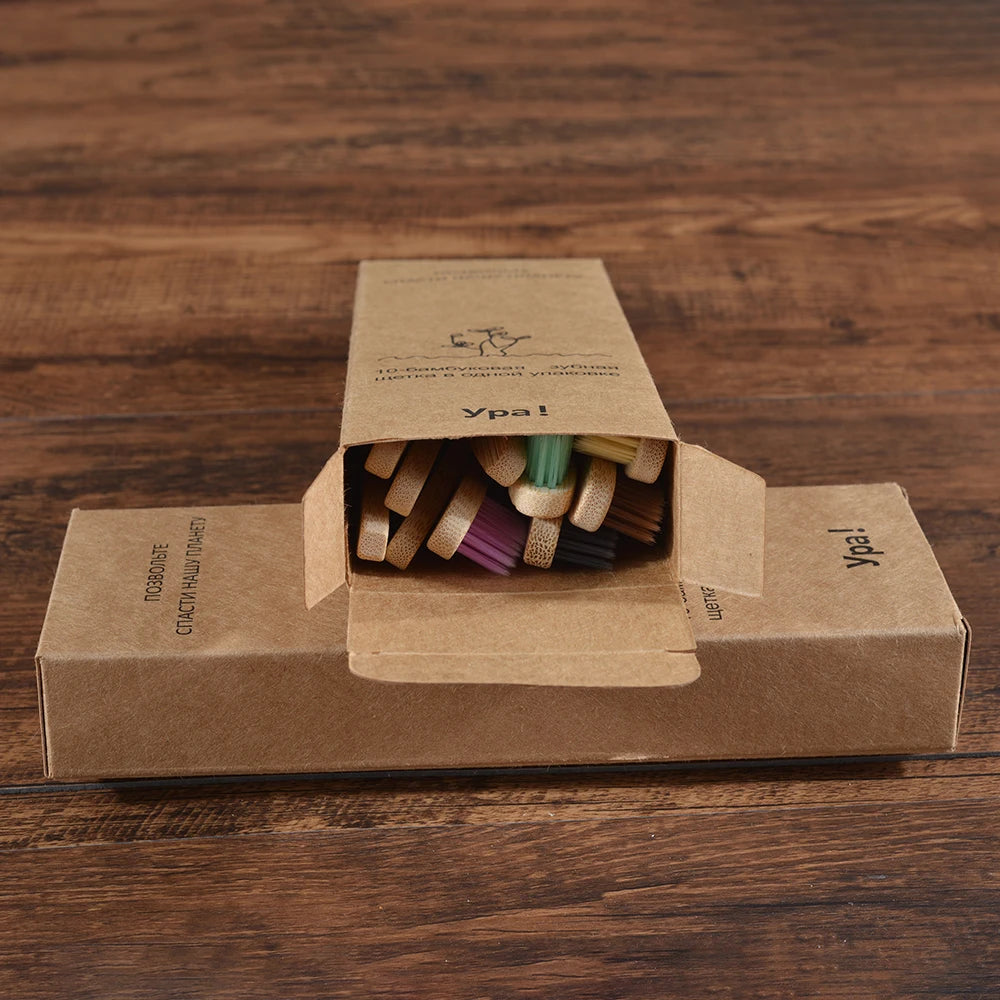 10 pezzi set di spazzolini da denti di bambù naturali setole morbide ecologici cura orale dentale