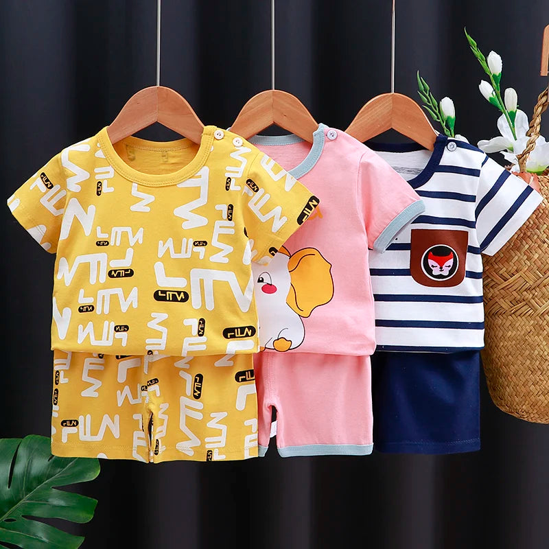 Set di vestiti per bambini T-shirt + pantaloncini morbido Cotone Casual 1-4 anni