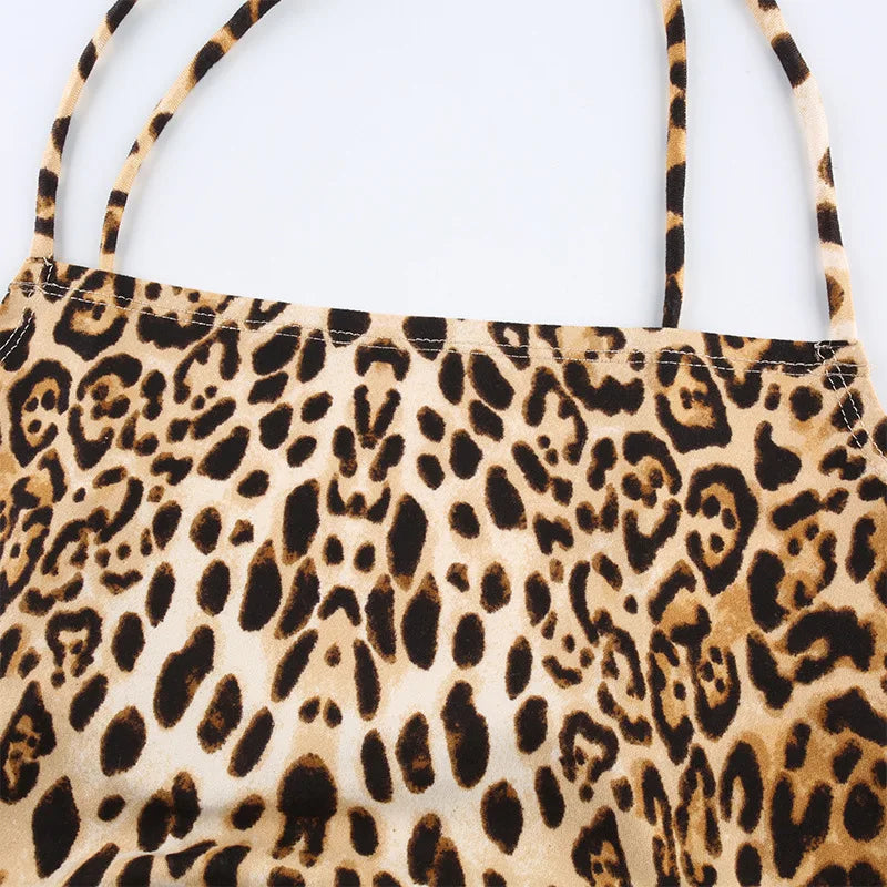 Canottiera Senza maniche Leopardata Crop Top