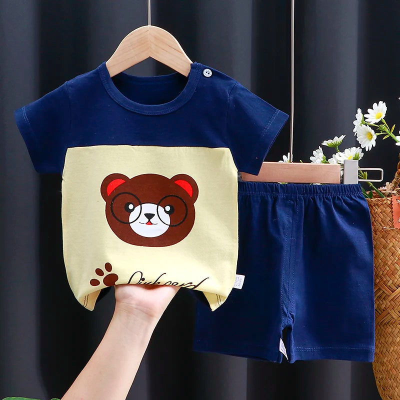 Set di vestiti per bambini T-shirt + pantaloncini morbido Cotone Casual 1-4 anni